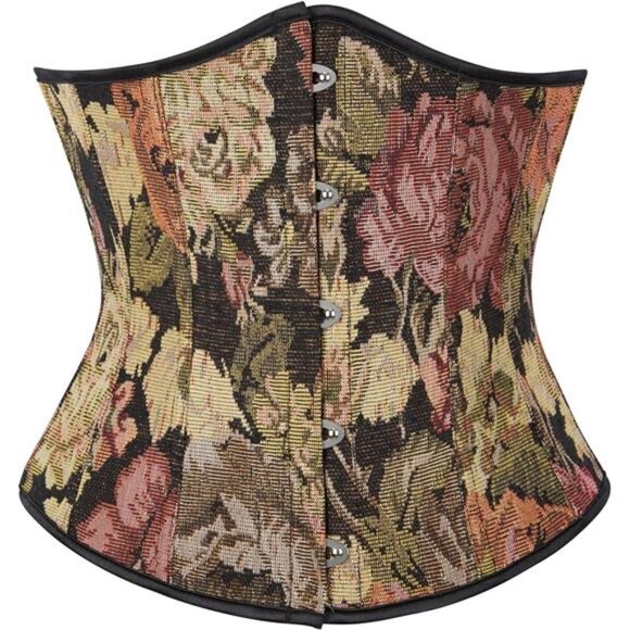 Tops - Womens Corset Brocade Underbust Brown